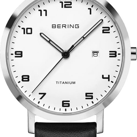 Bering Titanium Polished/Brushed Silver (leather)
