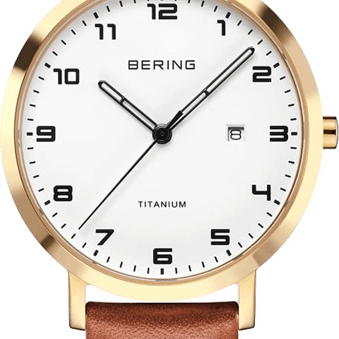Bering Titanium Polished/Brushed Gold (leather)