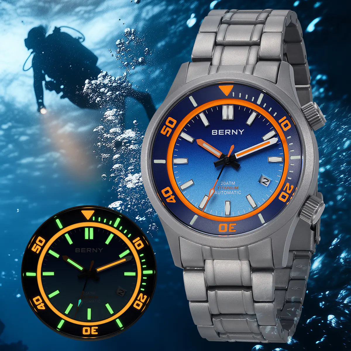 Berny Automatic Titanium Diver Watch