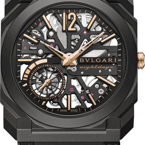 Bulgari Octo Finissimo Skeleton 8 Days Black DLC Titanium