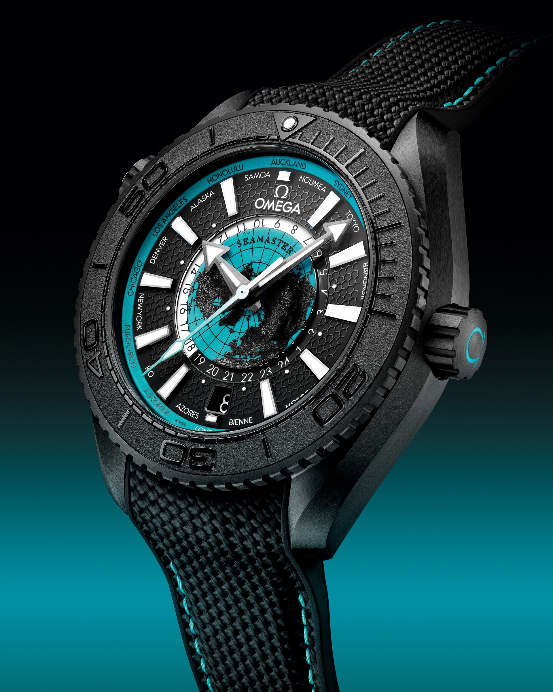 Omega Seamaster Planet Ocean Worldtimer Deep Black