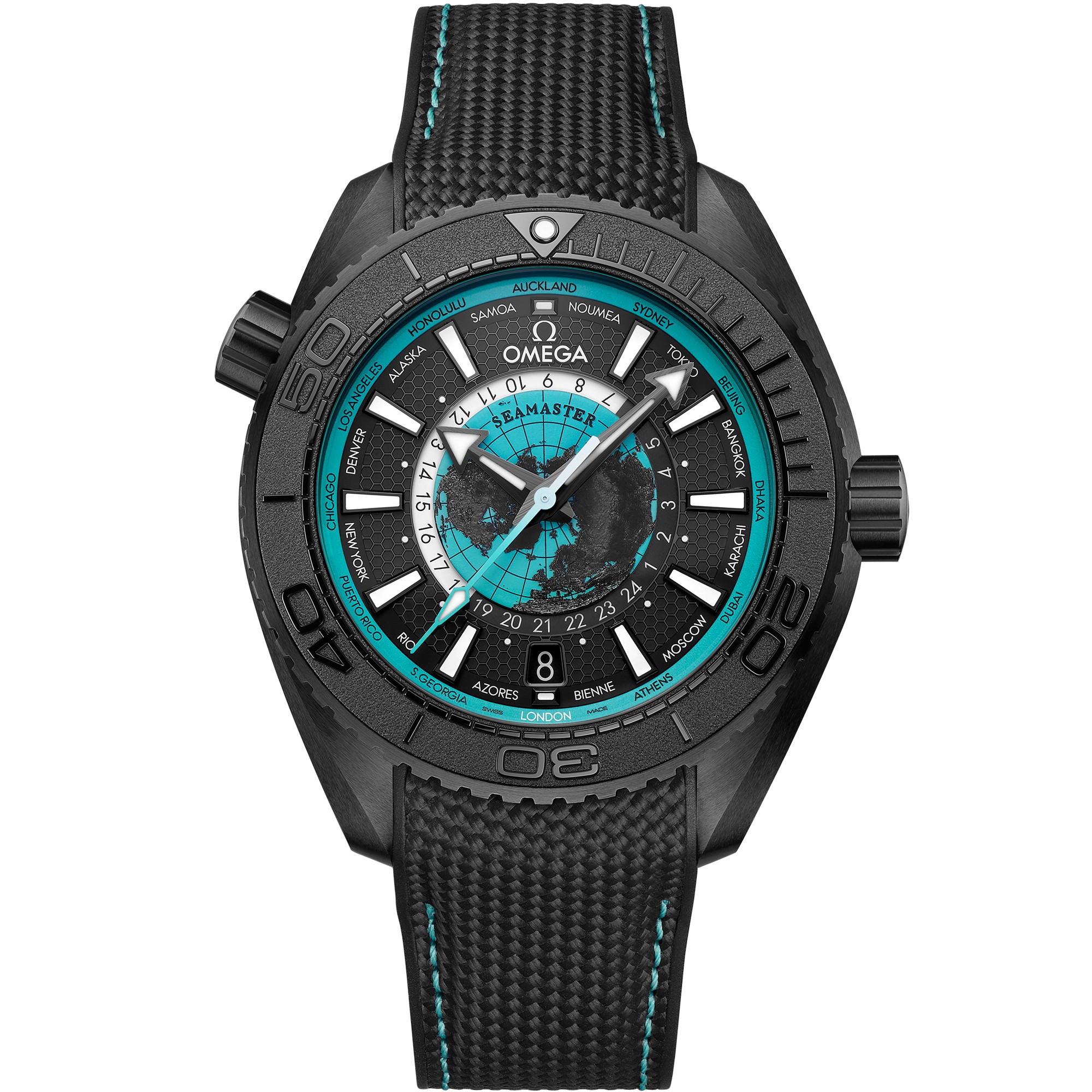Omega Seamaster Planet Ocean Worldtimer Deep Black