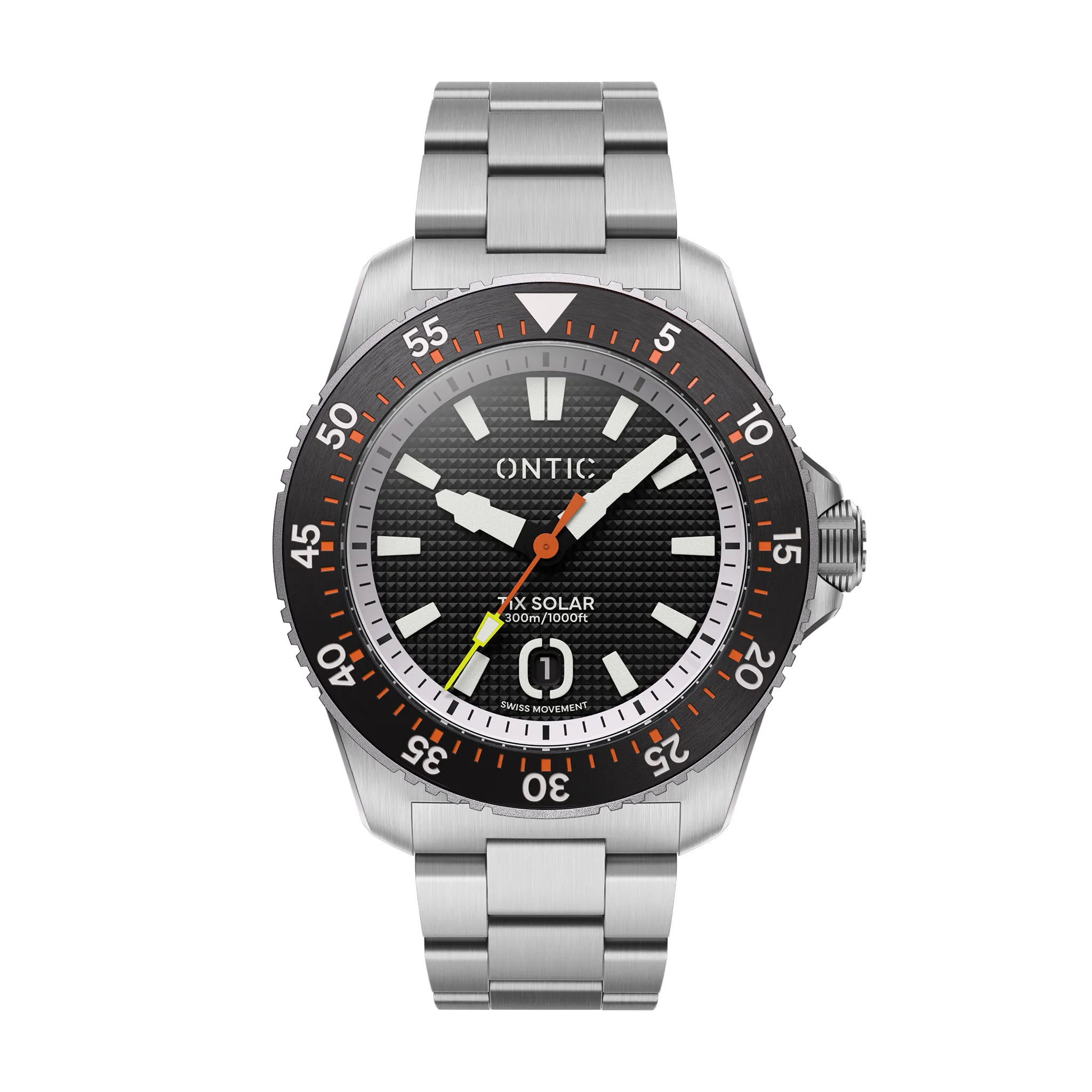 Ontic Utility - 40mm Men's Titanium Watch - Black/Orange - Swiss Solar