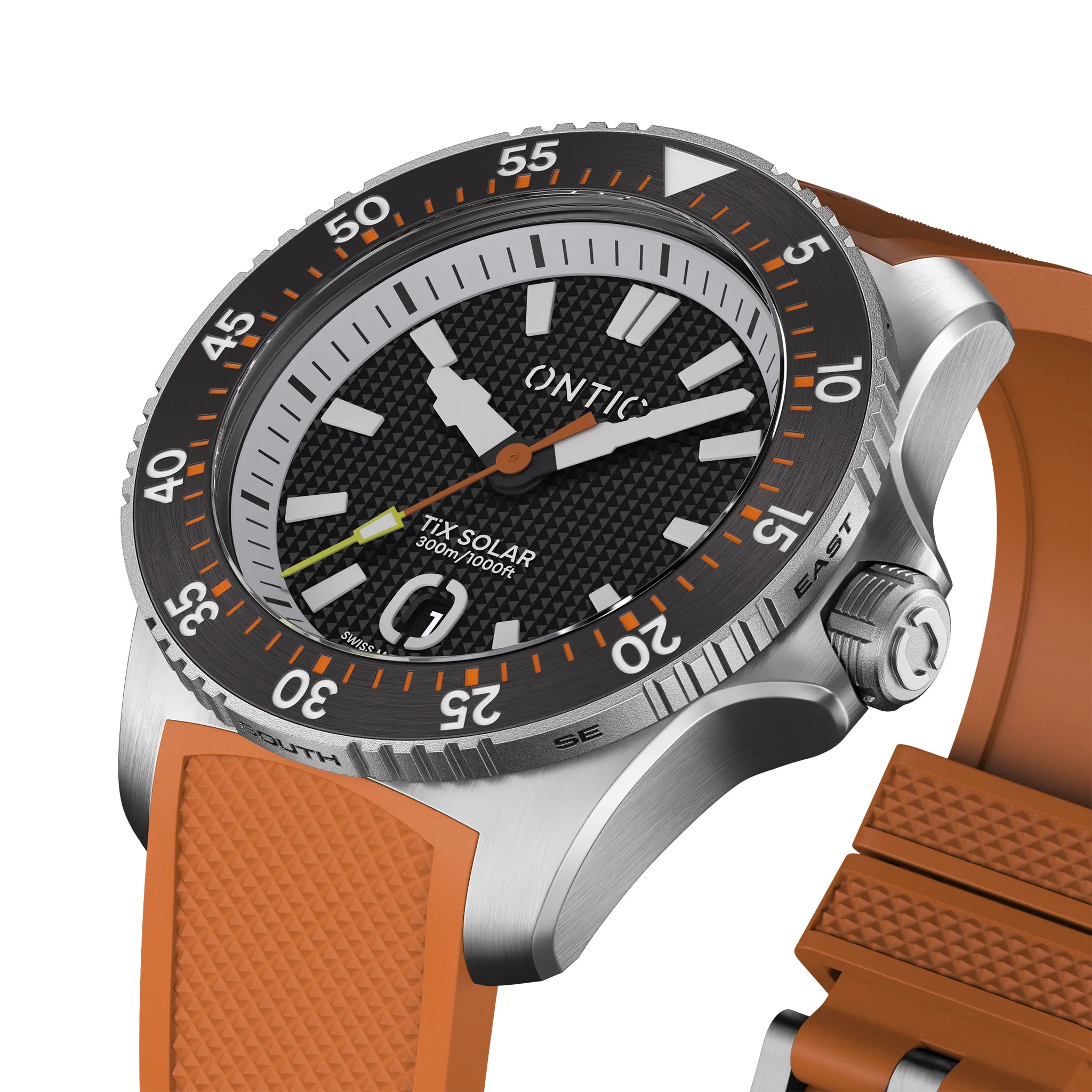 Ontic Utility - 40mm Men's Titanium Watch - Black/Orange - Swiss Solar
