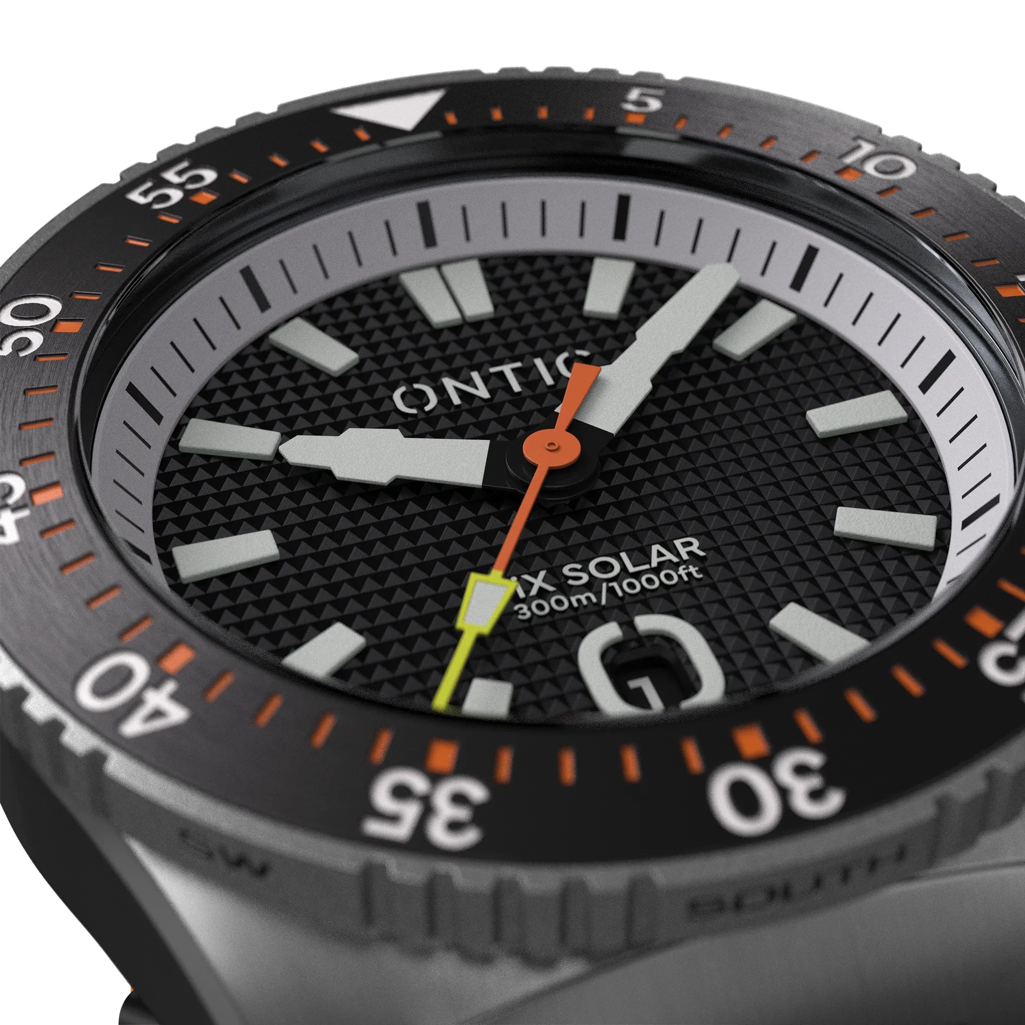 Ontic Utility - 40mm Men's Titanium Watch - Black/Orange - Swiss Solar