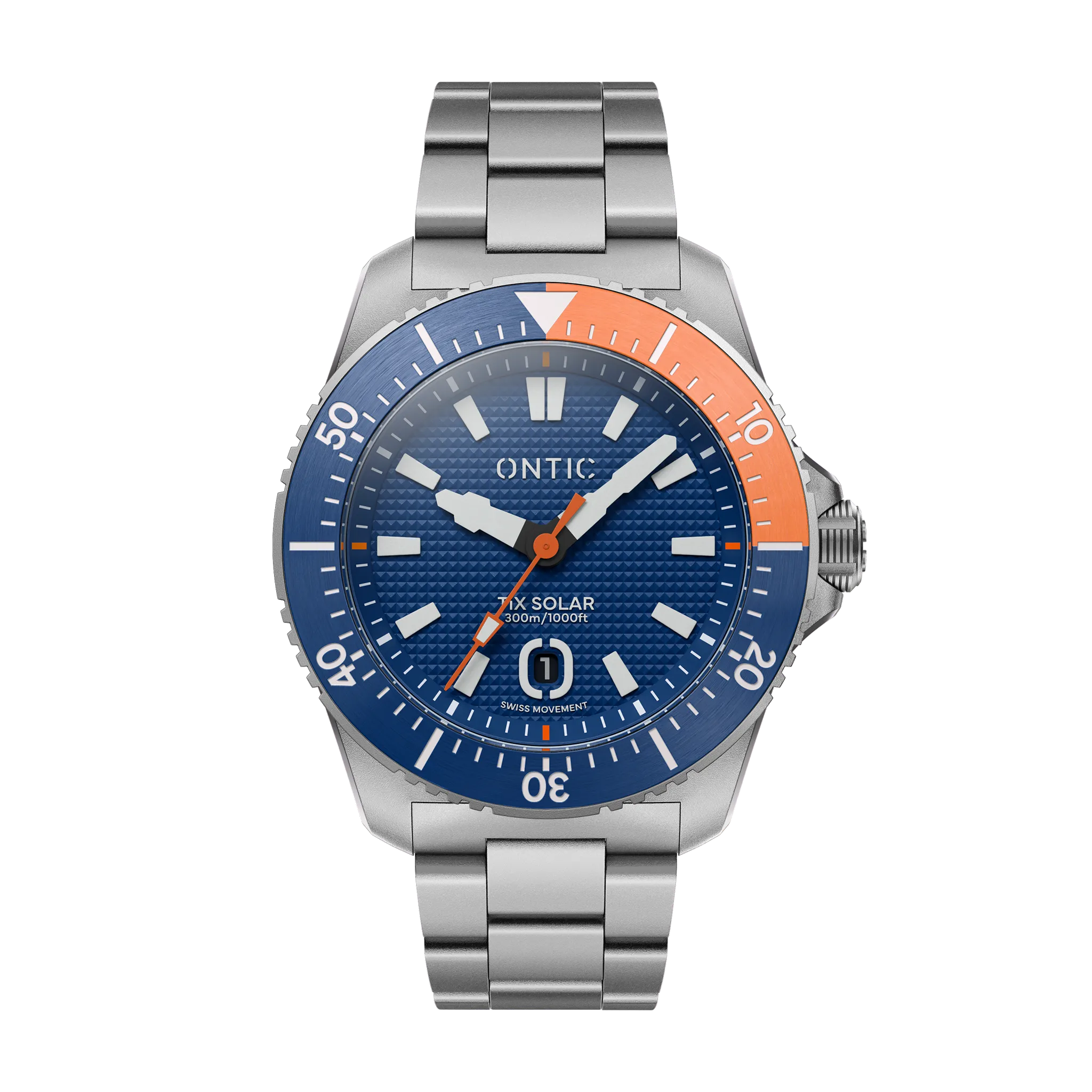 Ontic Utility - 40mm Men's Titanium Dive Watch - Marine Blue - Swiss Solar - 300m Water Re