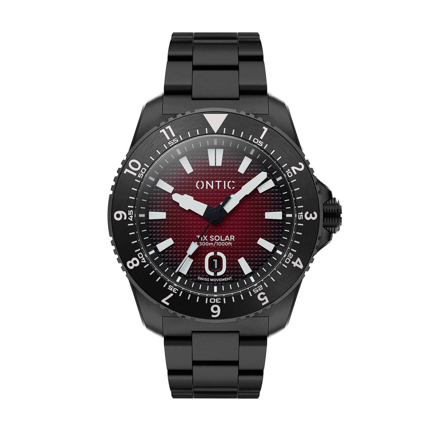 Ontic Utility - 40mm Men's Titanium Watch - Oxide Red Black - Swiss Solar - 300m Water Res