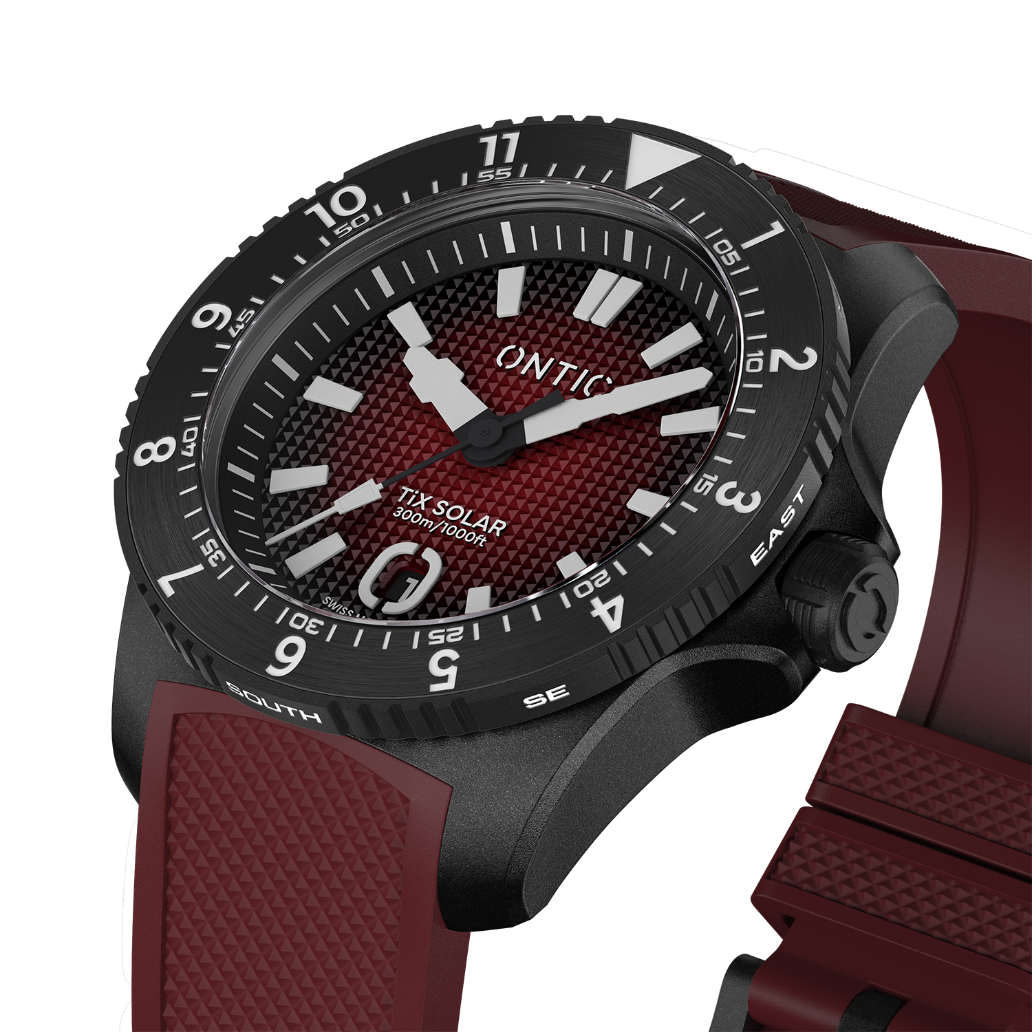Ontic Utility - 40mm Men's Titanium Watch - Oxide Red Black - Swiss Solar - 300m Water Res