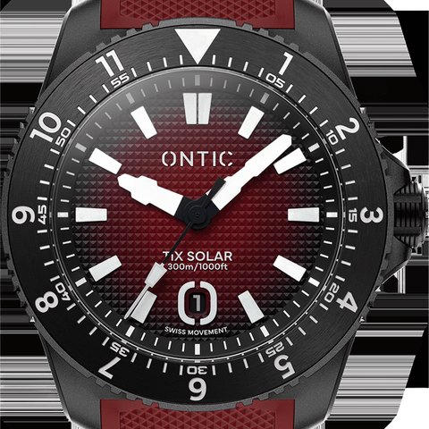 Ontic Utility - 40mm Men's Titanium Watch - Oxide Red Black - Swiss Solar - 300m Water Res