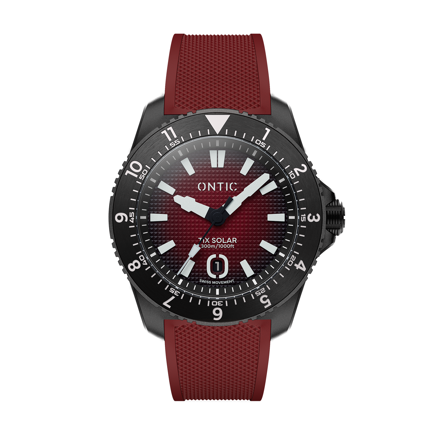 Ontic Utility - 40mm Men's Titanium Watch - Oxide Red Black - Swiss Solar - 300m Water Res