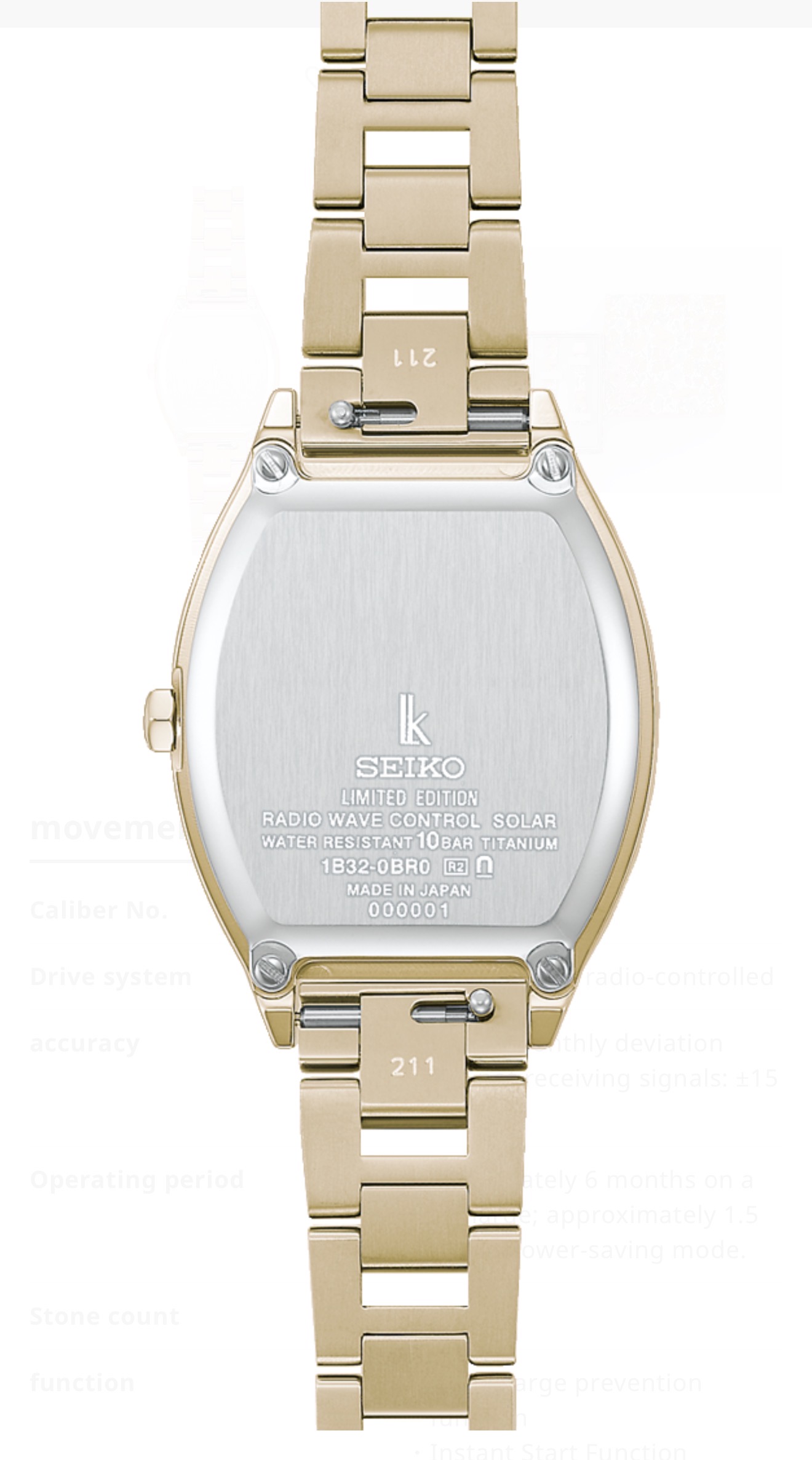 Seiko Lukia Liberty Titanium Solar Radio LE (Gold) (SSQW104)