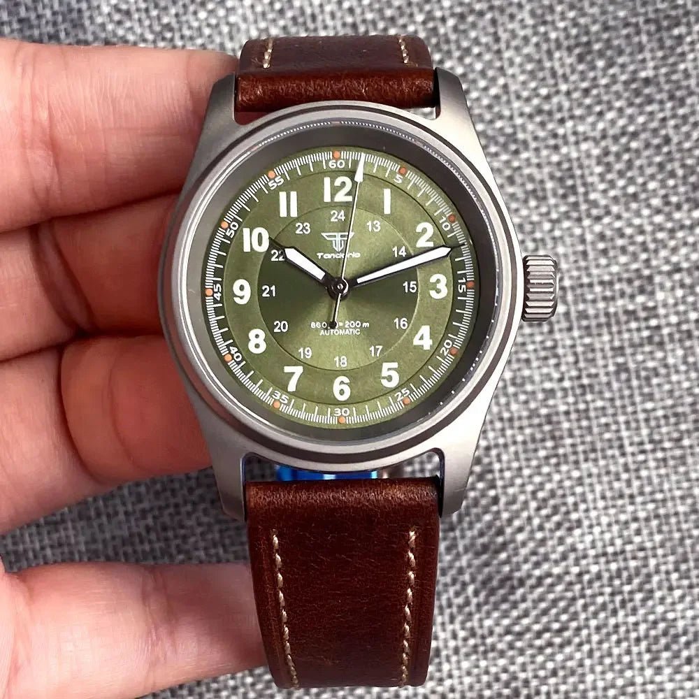 Tandorio TD143 36mm Titanium Aviator Pilot Waterproof Movt