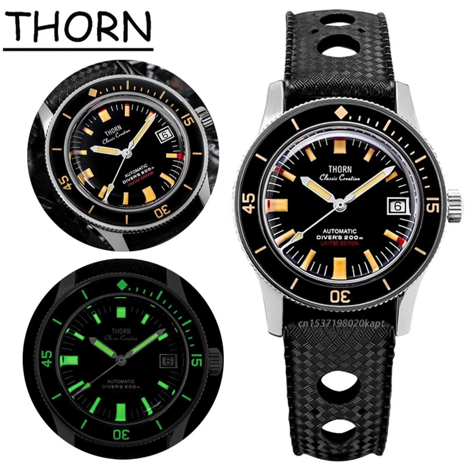 Thorn Titanium Pt5000 Movt fifty fathoms watch T006 20ATM 38MM Sapphire Dive