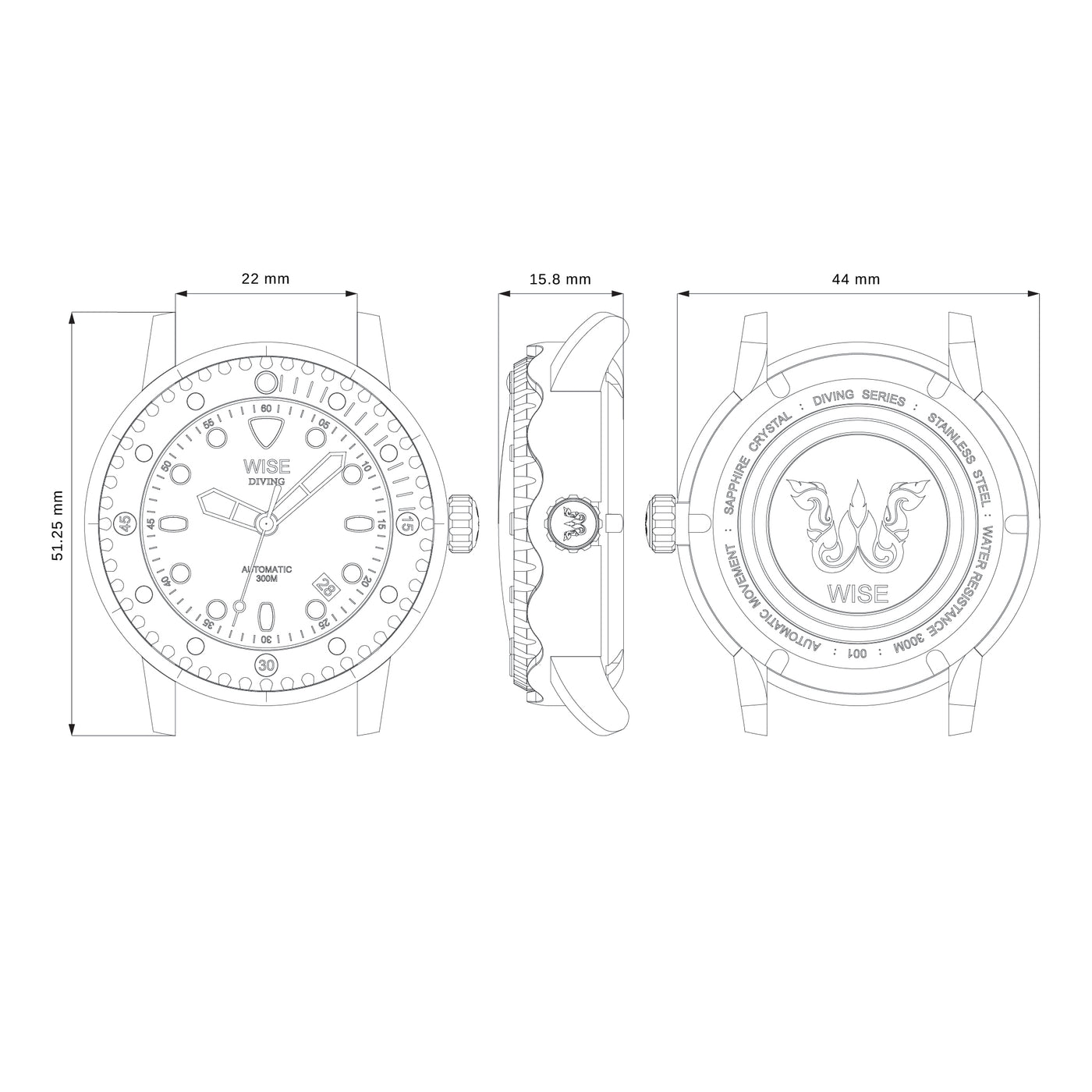 WISE Diving 300M Gen 3 Titanium