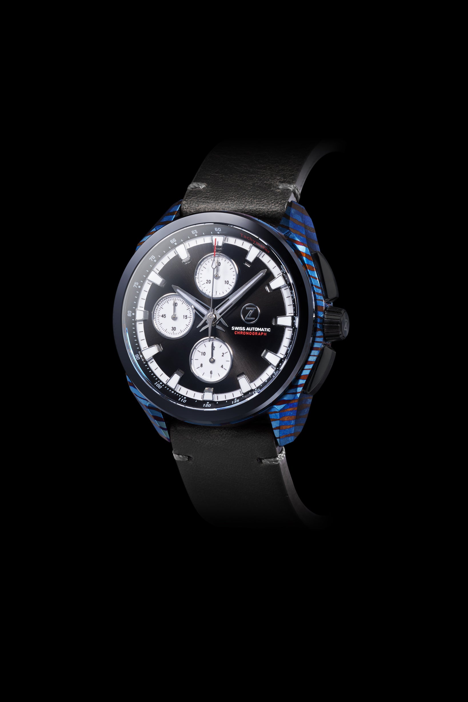 Zelos ZX-7 Titanium Damascus Chronograph